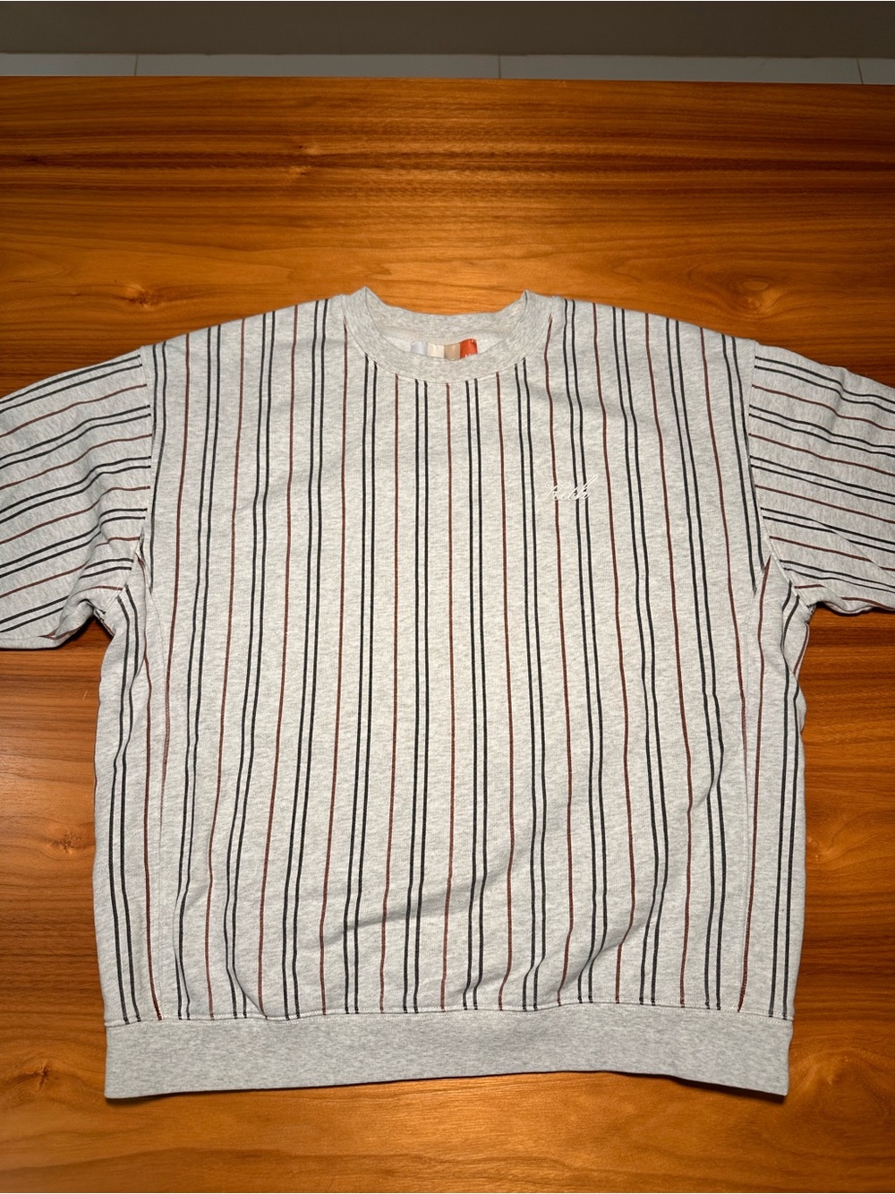 Kith — Striped Crewneck Sweater Light Gray